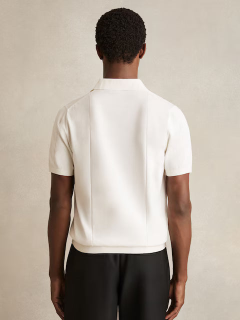 SAKURIKAR-Cotton-Silk Polo Shirt in Off White