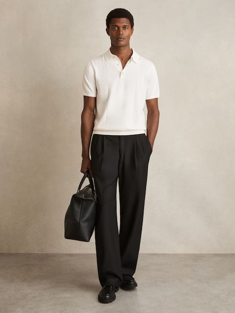 SAKURIKAR-Cotton-Silk Polo Shirt in Off White